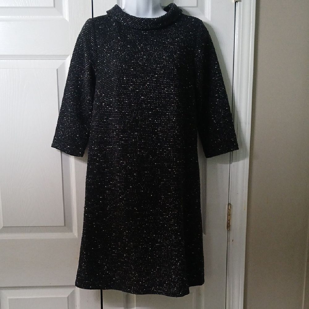 Ann Taylor black white tweed stretch dress Sz 4 NWOT